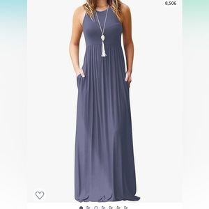 Sleeveless Maxidress with Pockets, Purple-Grey, Large